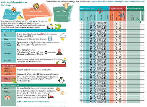 der Kieler Kopfschmerzkalender für Kinder