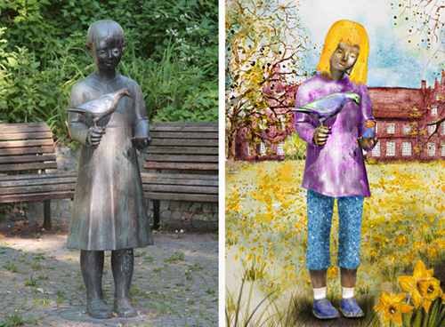 Kunst, Kultur Herten, Eva Ernst, Taubenmädchen Herten, Stadtart 2024, Digitaltag Herten