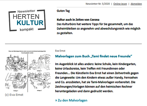 Tami findet neue Freunde, Newsletter Stadt Herten Kulturamt