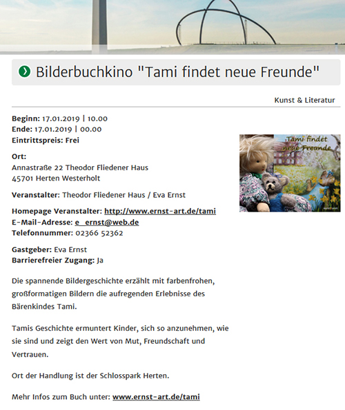 Bilderbuchkino Herten: Tami findet neue Freunde