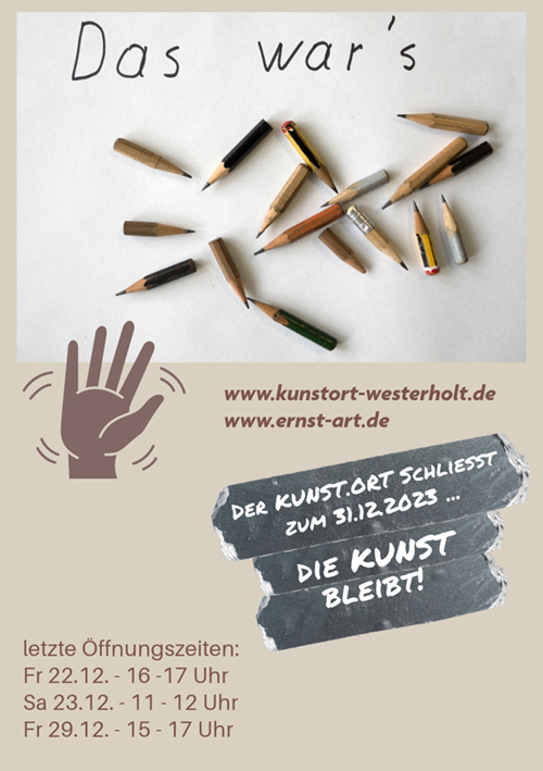 Kunst, Kultur Herten, Kunstort Westerholt, Eva Ernst, Kunstort schließt